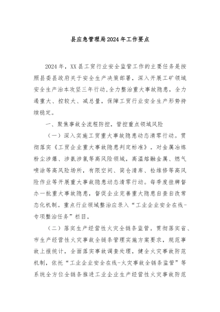 县应急管理局2024年工作要点