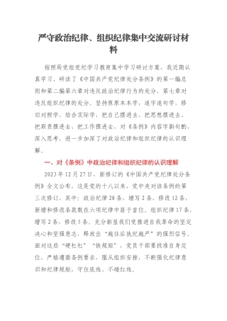 严守政治纪律、组织纪律集中交流研讨材料