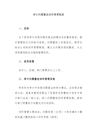 审计问题整改闭环管理制度