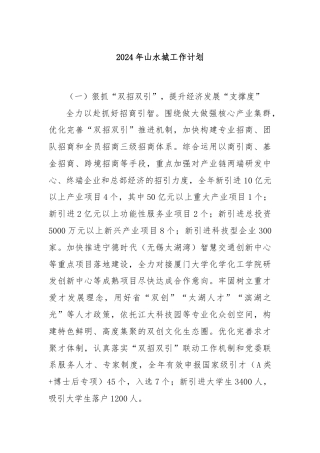 2024年山水城工作计划