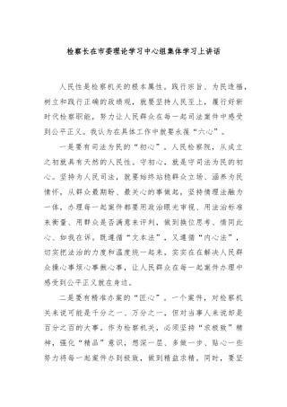 检察长在市委理论学习中心组集体学习上讲话
