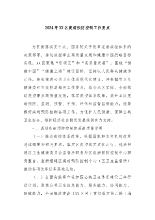 2024年XX区疾病预防控制工作要点