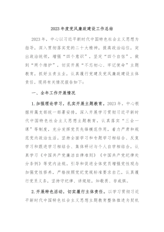 2023年度党风廉政建设工作总结