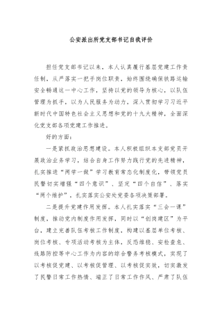 公安派出所党支部书记自我评价