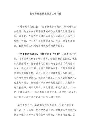 驻村干部选调生基层工作心得
