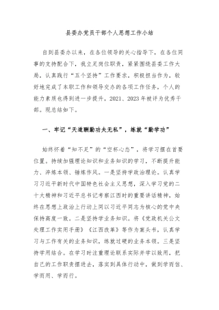 县委办党员干部个人思想工作小结