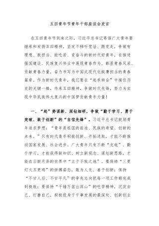 五四青年节青年干部座谈会发言