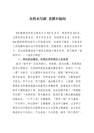 机关离退休老干部党支部典型事例