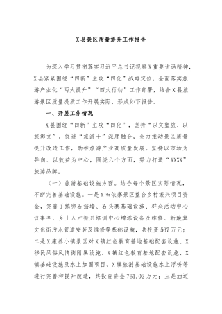 X县景区质量提升工作报告