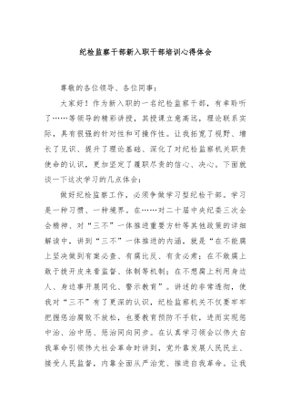 纪检监察干部新入职干部培训心得体会