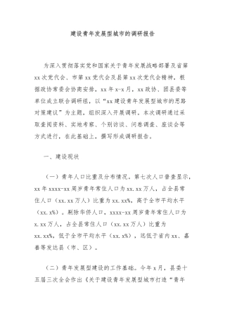 建设青年发展型城市的调研报告