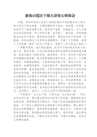 参加示范区干部大讲堂心得体会