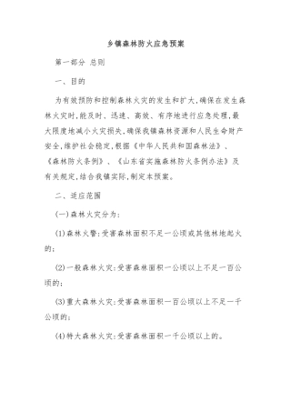 乡镇森林防火应急预案