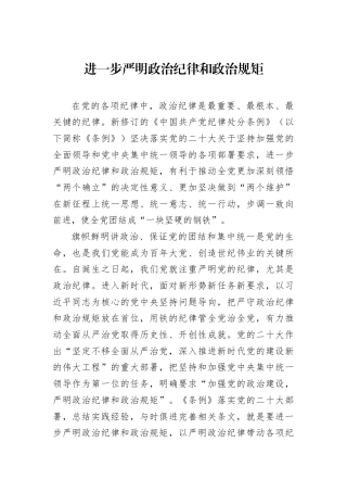 进一步严明政治纪律和政治规矩
