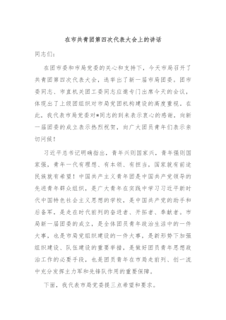 在市共青团第四次代表大会上的讲话
