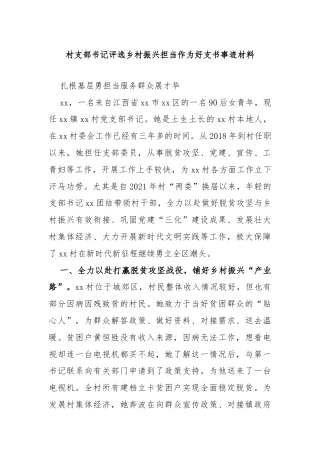 村支部书记评选乡村振兴担当作为好支书事迹材料