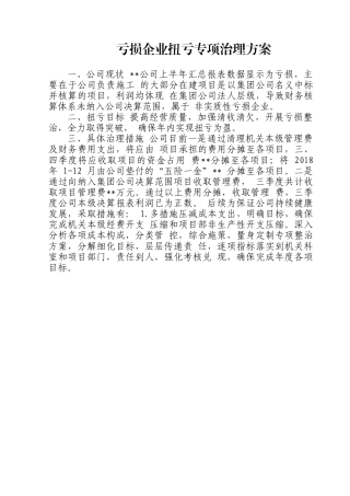 亏损企业扭亏专项治理方案（2）