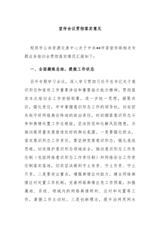 宣传会议贯彻落实意见