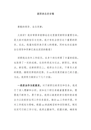 就职表态发言稿
