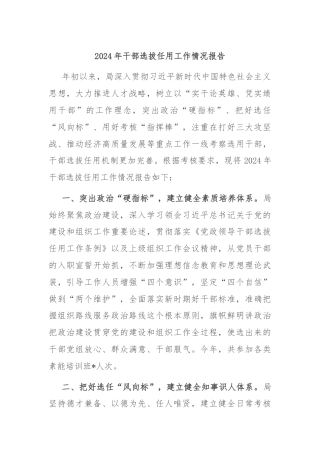 2024年干部选拔任用工作情况报告