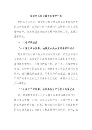 局党组纪检监察工作情况报告