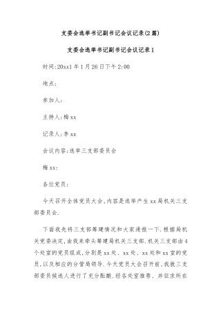(2篇)支委会选举书记副书记会议记录