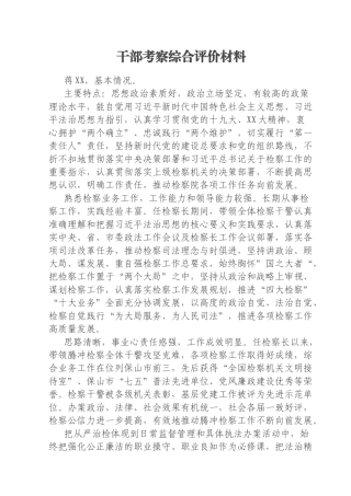 干部考察综合评价材料