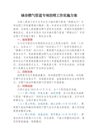 城市燃气管道专项治理工作实施方案
