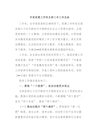 市局党建工作科支部三年工作总结