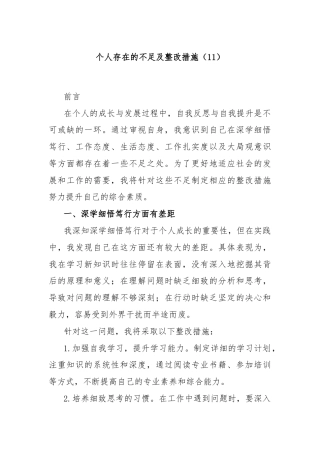 个人存在的不足及整改措施（11）