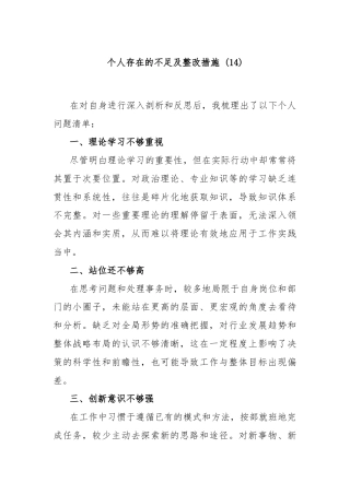 个人存在的不足及整改措施 (14)