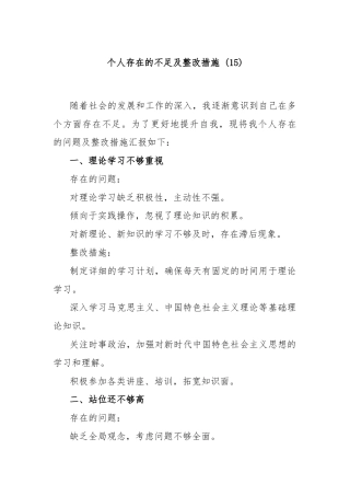 个人存在的不足及整改措施 (15)