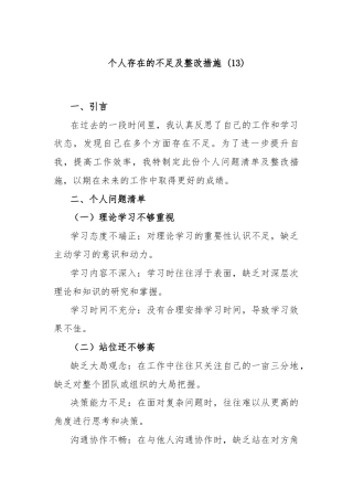 个人存在的不足及整改措施 (13)