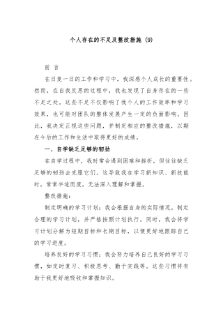 个人存在的不足及整改措施 (9)