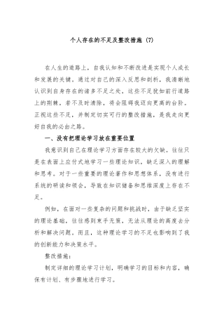 个人存在的不足及整改措施 (7)