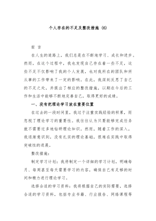 个人存在的不足及整改措施 (6)