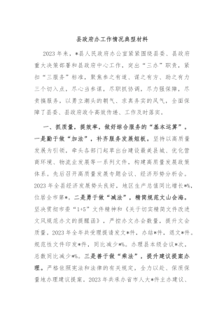 县政府办工作情况典型材料