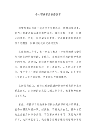 个人职务晋升表态发言