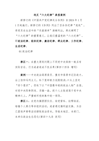 违反“六大纪律”典型案例