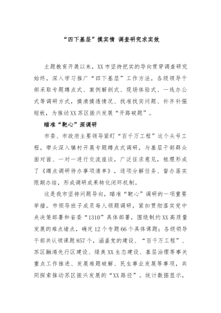 “四下基层”摸实情 调查研究求实效