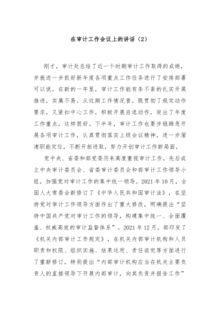 在审计工作会议上的讲话（2）