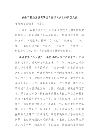 在全市基层党组织建设工作推进会上的典型发言