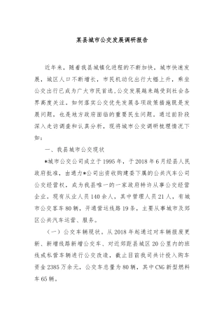 某县城市公交发展调研报告
