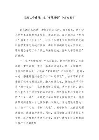 驻村工作感悟：在“学思践悟”中笃定前行