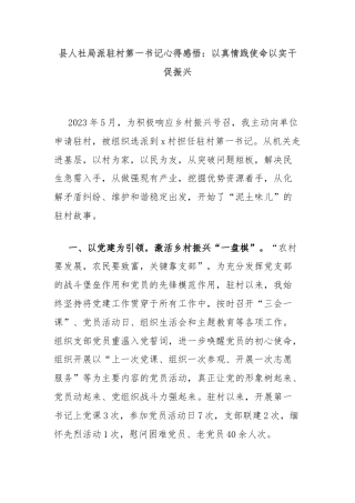 县人社局派驻村第一书记心得感悟：以真情践使命以实干促振兴