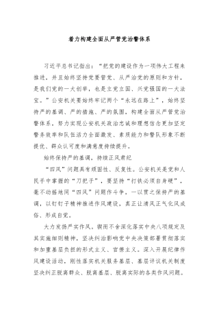 着力构建全面从严管党治警体系