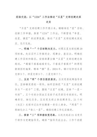 经验交流：以“1234”工作法推动“五星”支部创建走深走实