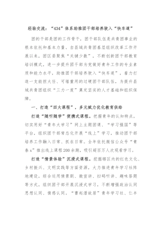 经验交流：“434”体系助推团干部培养驶入“快车道”