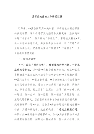 县撂荒地整治工作情况汇报