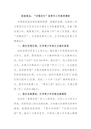 经验做法：“四强四引”助青年工作提质增效